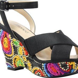 J. Reneé Viollette Wedge Sandal - Black/Multi-color - Size 7